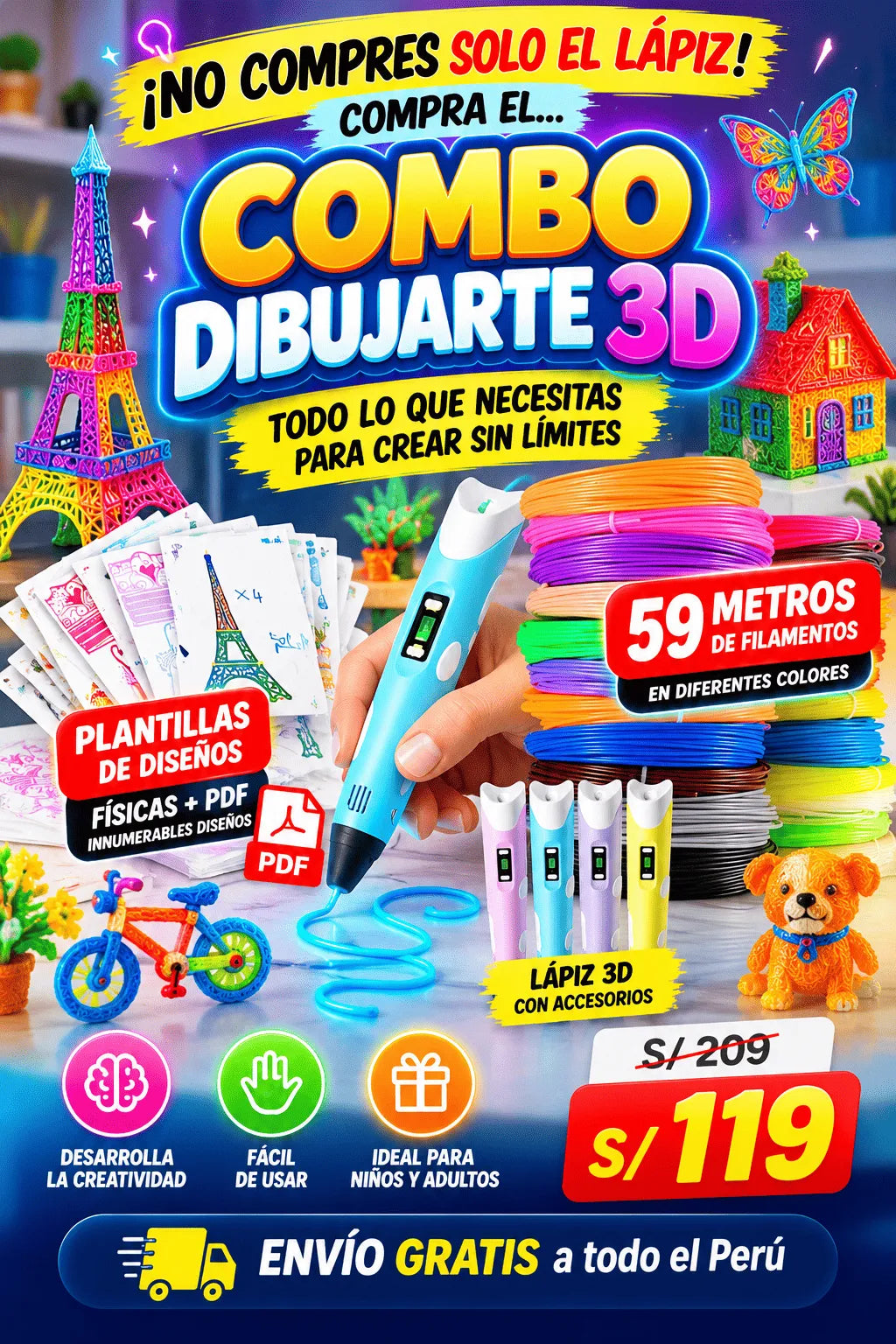 COMBO DIBUJARTE 3D